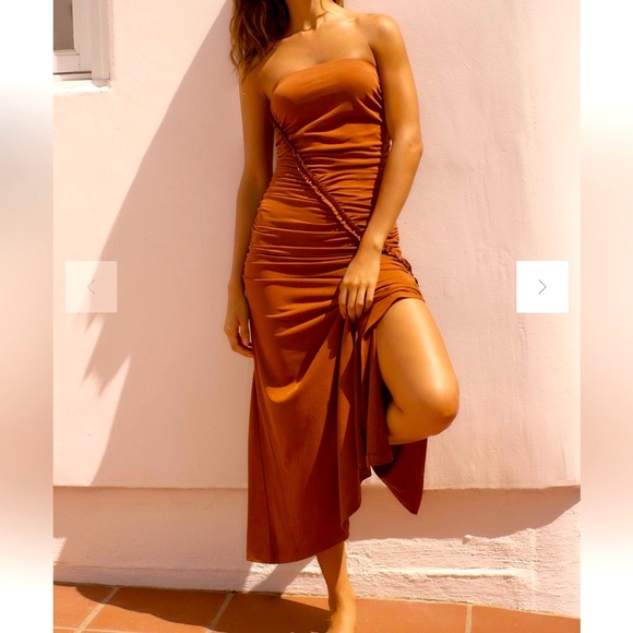 Anthropologie Dresses & Skirts - Anthropologie The Gabbie Strapless Ruched Tube Dress by Celandine in Mango Sz M